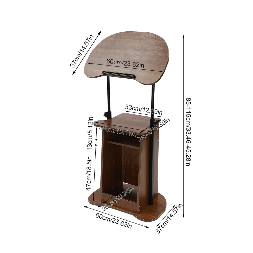 Height Adjustable Mobile Presentation Stand with Storage and Wheels