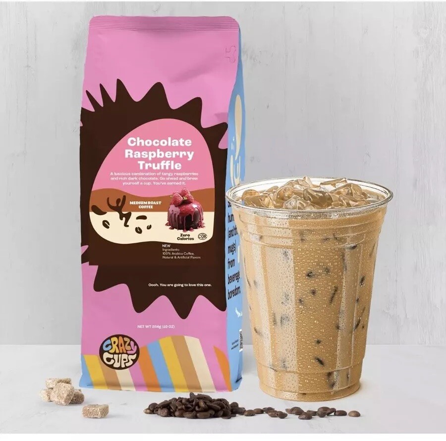 Crazy Cups / Chocolate Raspberry Truffle Flavored Ground Coffee/ 10 Oz/ 3 Pack