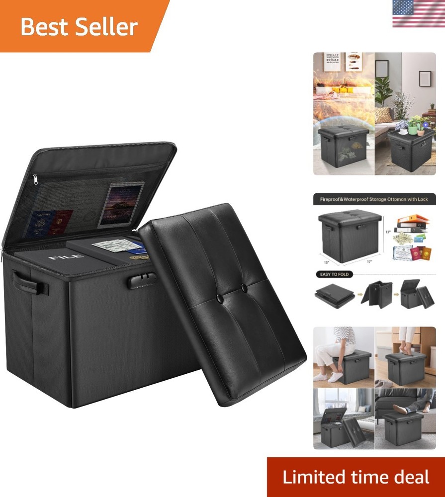 Water-Resistant Folding Ottoman with Security Lock: Ideal for Home Essentials