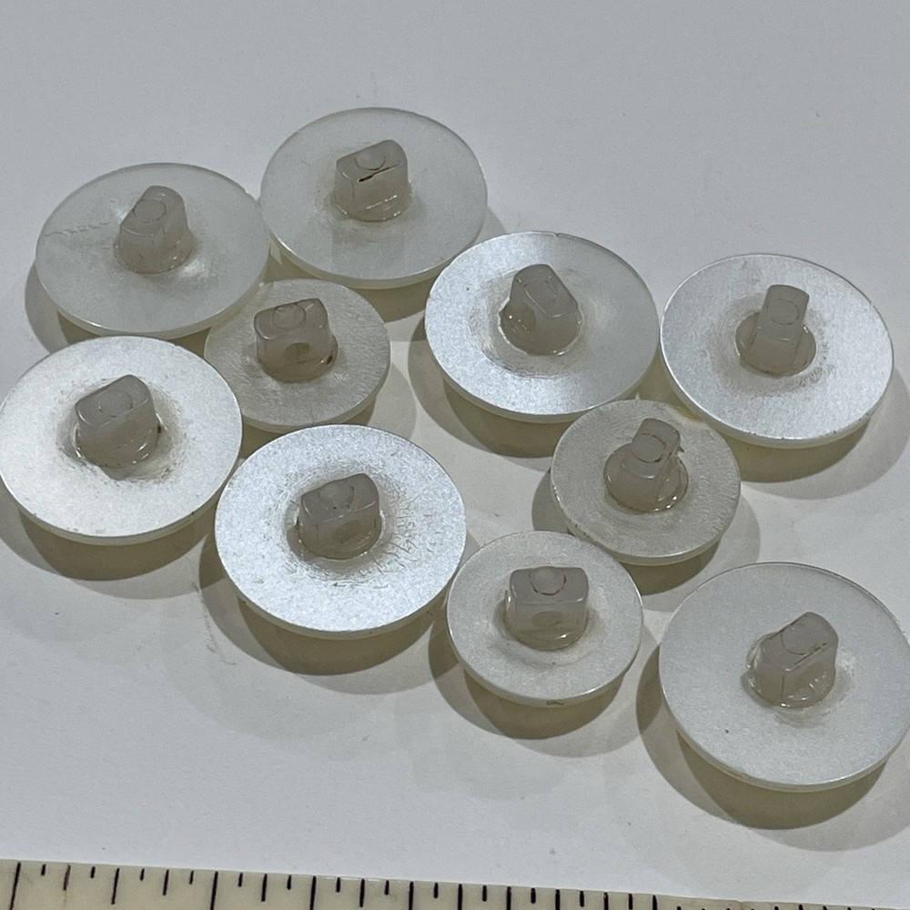 10 MCM vintage White Glitter Buttons Set Plastic