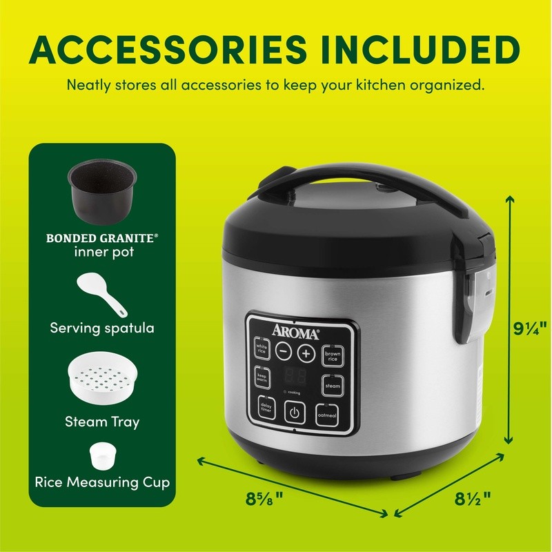 Digital Rice Cooker 8Cup Food Steamer Automatic Keep Warm Nonstick Ceramic New