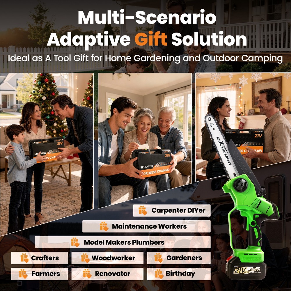 maXpeedingrods for Brushless Mini Chainsaw 6"8" Bar Cordless Pruning 2x3000mAh