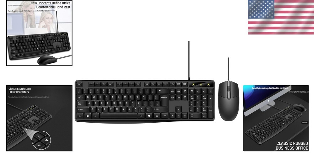 Quiet Low-Profile Ergonomic Keyboard and Mouse Set for Home/Office Use