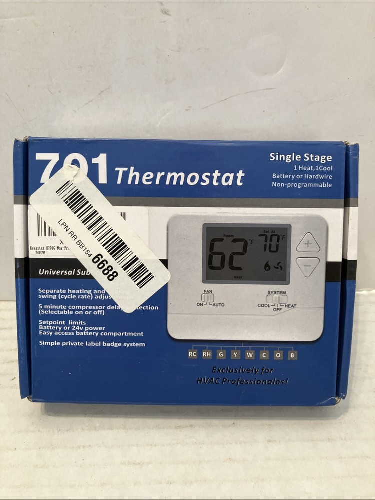 SW701 Digital Thermostat with Large LCD Display Non-Programmable Single Stage