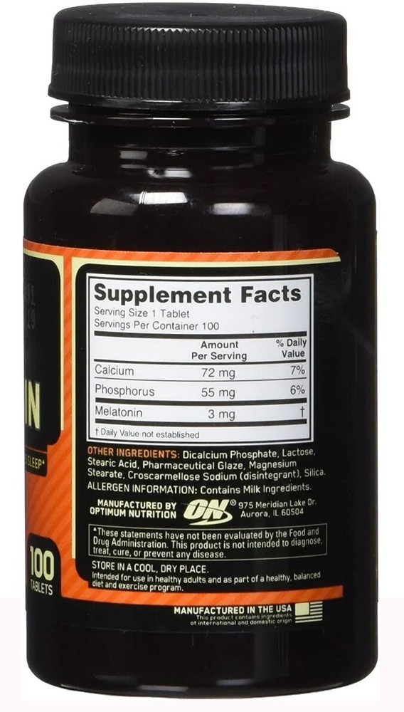 Optimum Nutrition MELATONIN 3mg - 100 tablets - FREE SHIP