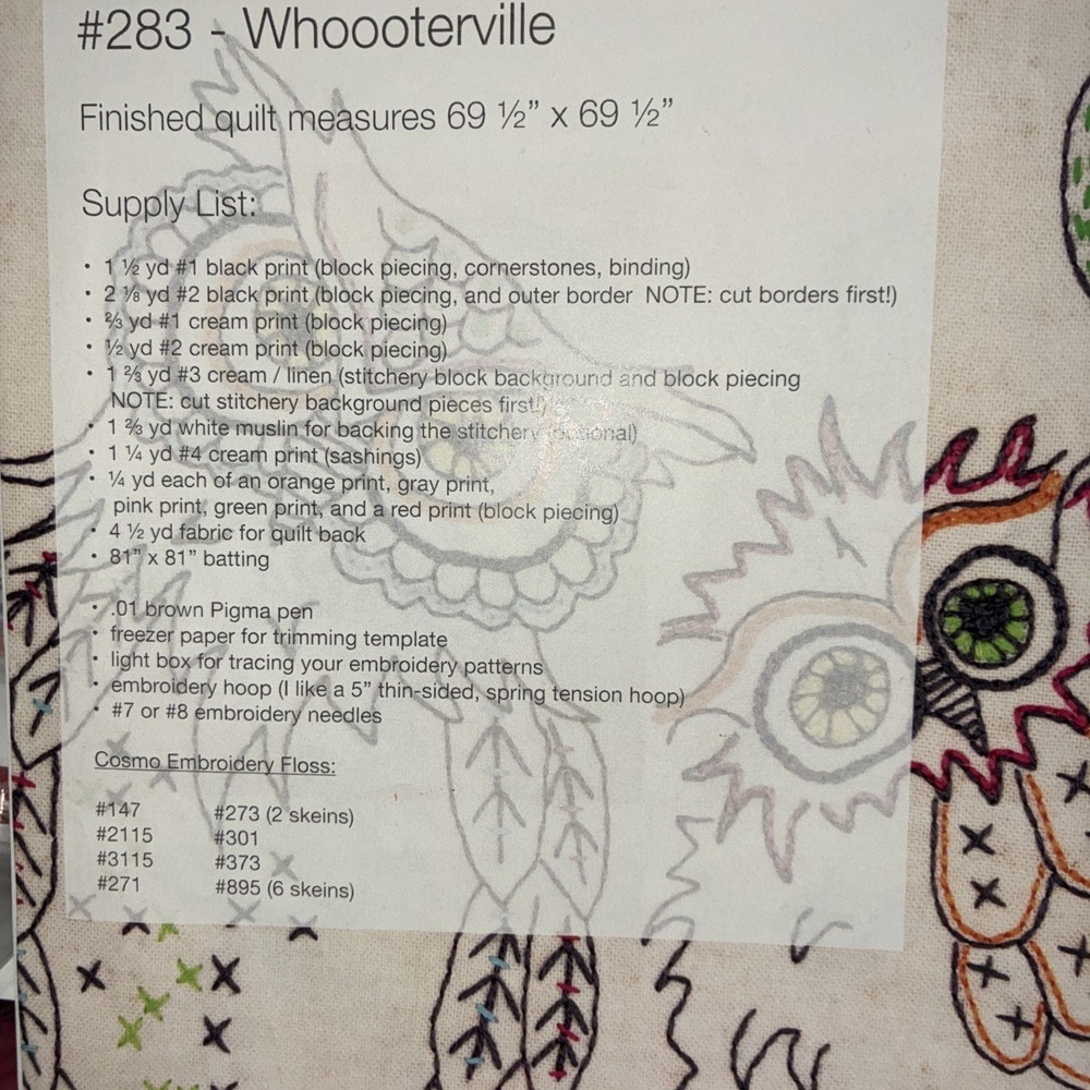 Whooterville Quilt Stitchery Pattern ~ Crabapple Hill pre-owned- OOP
