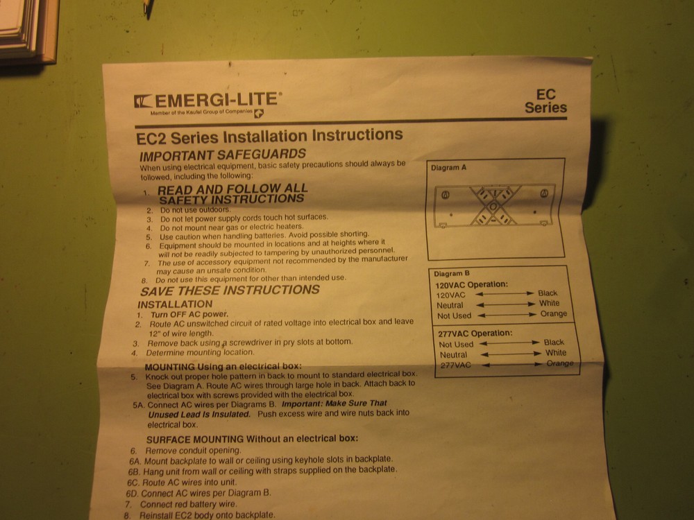 Emergi-lite Model EC-2 emergency light unit