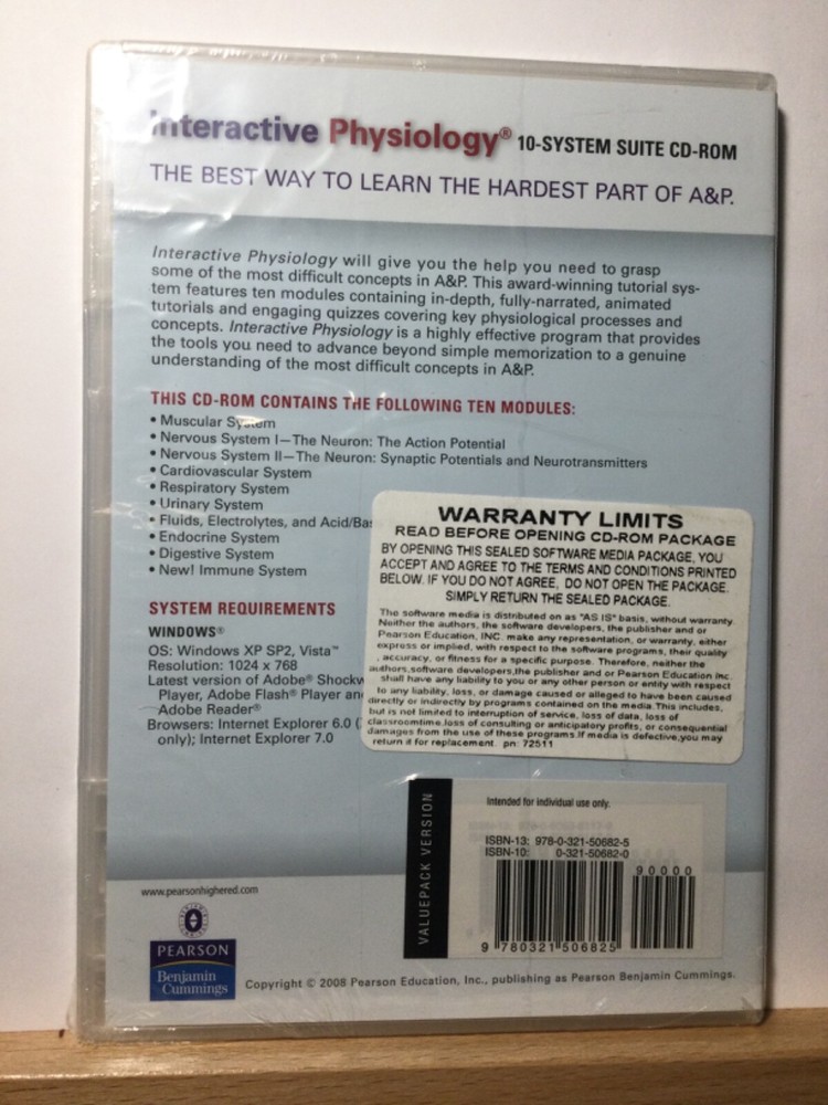 Interactive Physiology 10-System Suite CD-ROM by Pearson (2008)