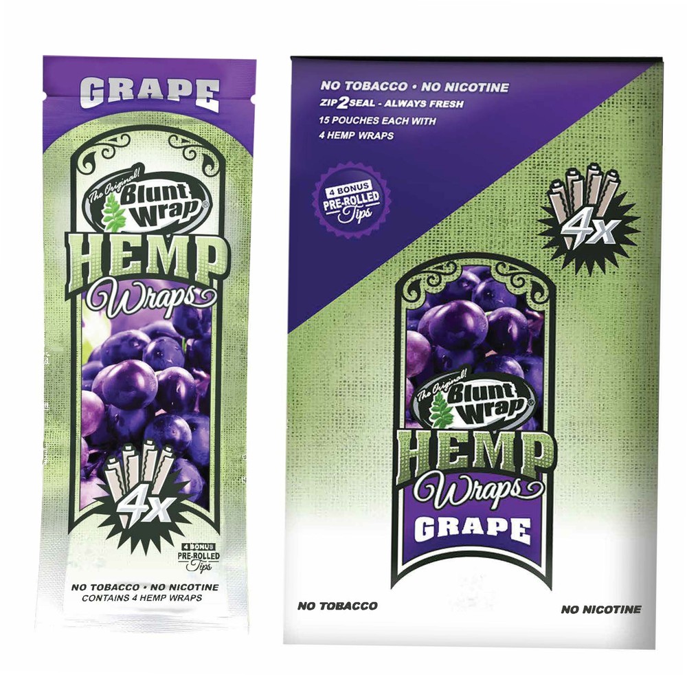 The Original B Wrap Rolling Paper Grape Flavor 60 Wraps + Tips FULL DISPLAY
