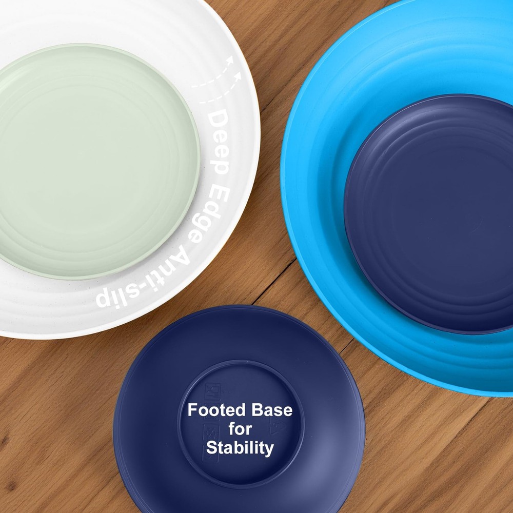 BUSOKIP Wheat Straw Dishes Sets for 8, Reusable Plastic Dinnerware Sets 32-Piece