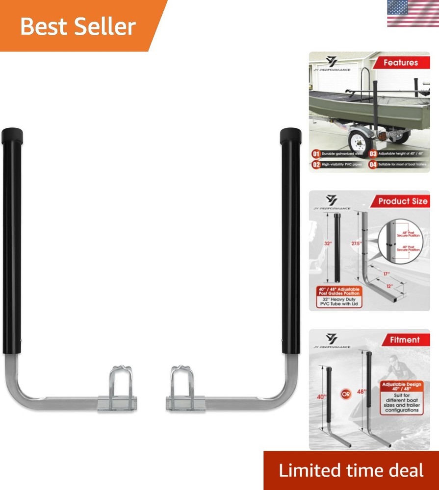 Boat Trailer Guide-ons, 40"/48" Adjustable, Rustproof Electro-Galvanized Stee...