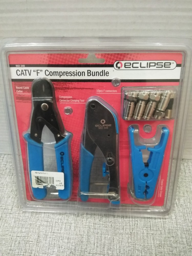 NEW ECLIPSE TOOLS 902-340 CATV ''F'' Compression Tool Bundle