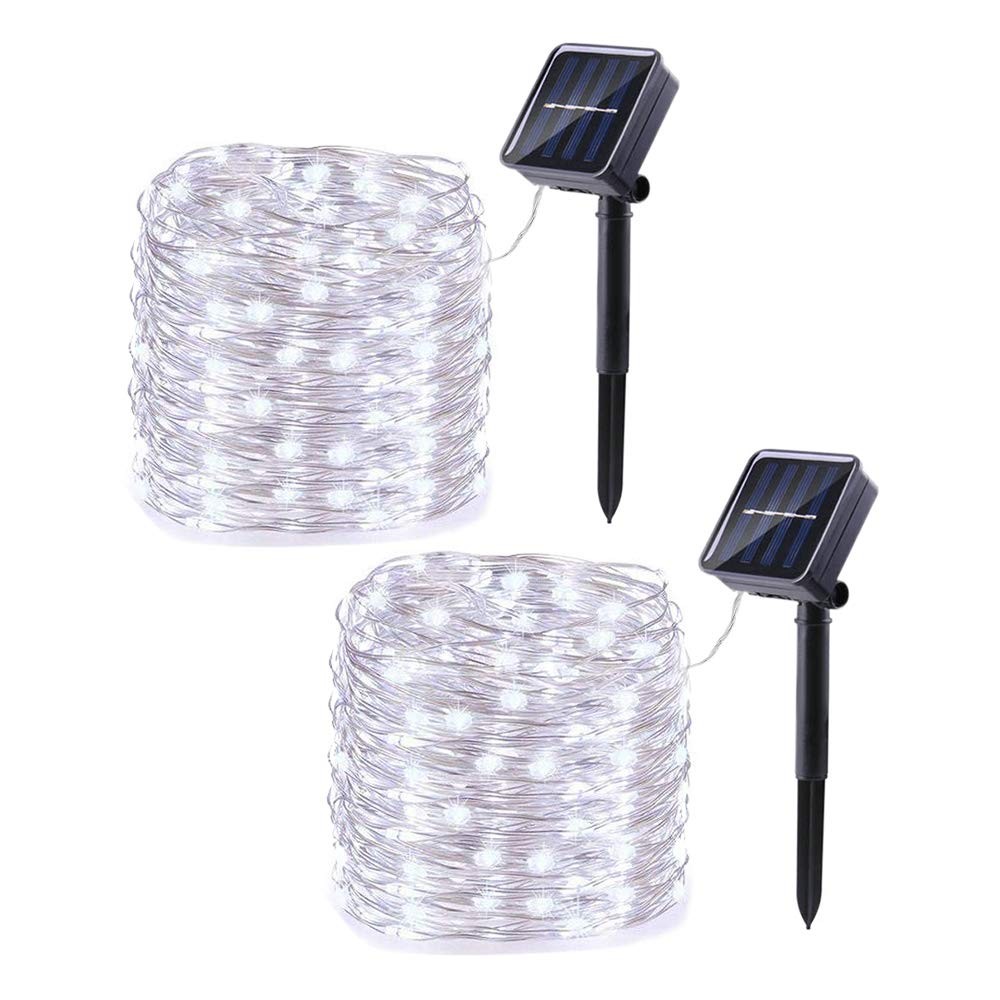 Lomotech Solar String Lights, 2-Pack, 66ft, 200 LED, Waterproof, White
