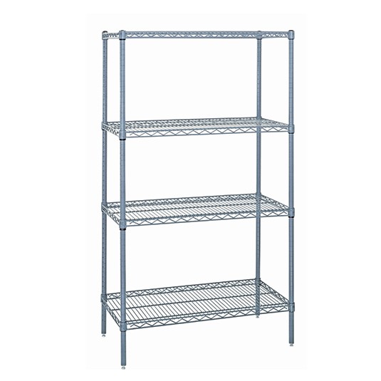 Quantum WR63-3672GY-5 NSF 5 Shelf Gray Epoxy Wire Shelving Starter Kit - 72" ...