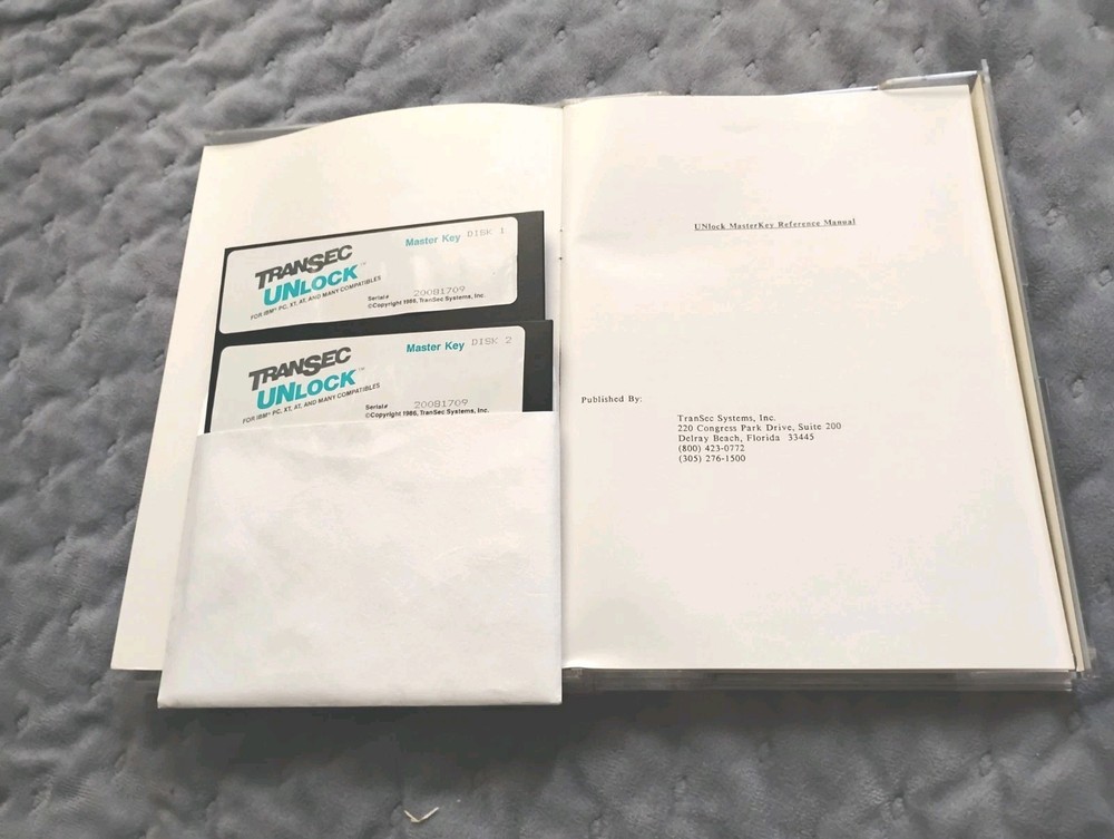 TRANSEC UNLOCK MASTERKEY Computer Manual & disks
