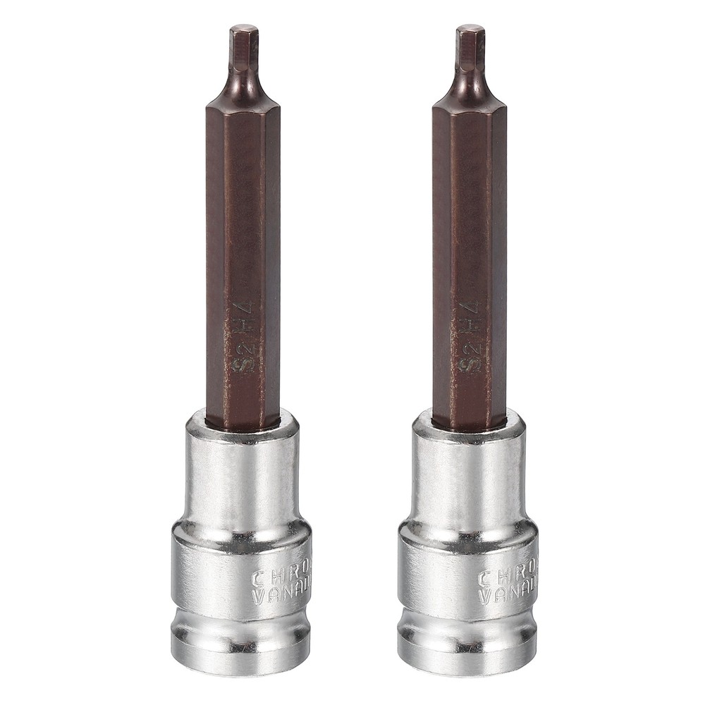 2Pcs Hex Bit Socket H4 1/2" Drive 4" Length S2 Steel Long Bit CR-V Socket
