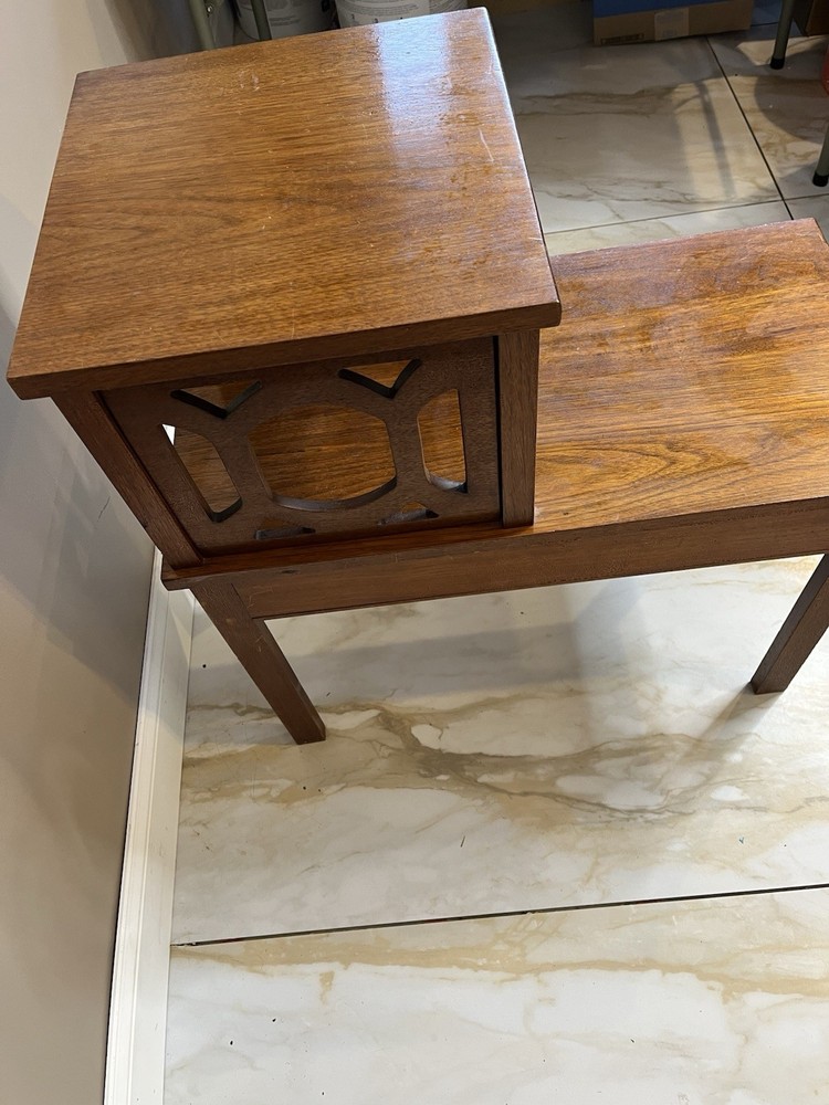 Mid-Century Step End Table / Side Table With Drawer