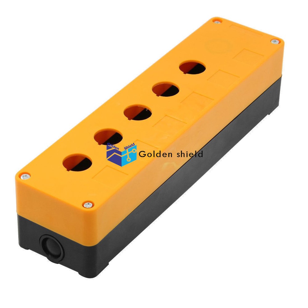 Orange Black Plastic 22mm Hole 5 Push Button Switch Control Station Box