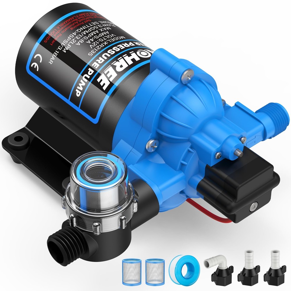 Bomba de Agua 12V DC RV 3.5GPM 45PSI Diafragma Autoprimante Camper Marina Cocina