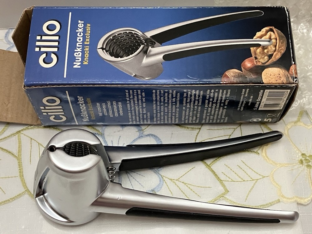 Cilio Heavy Classic Nutcracker Soft Grip Silver Black Nuts Caps Made In Germany