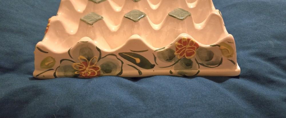 Hand Painted  Ceramic Egg Tray Spain