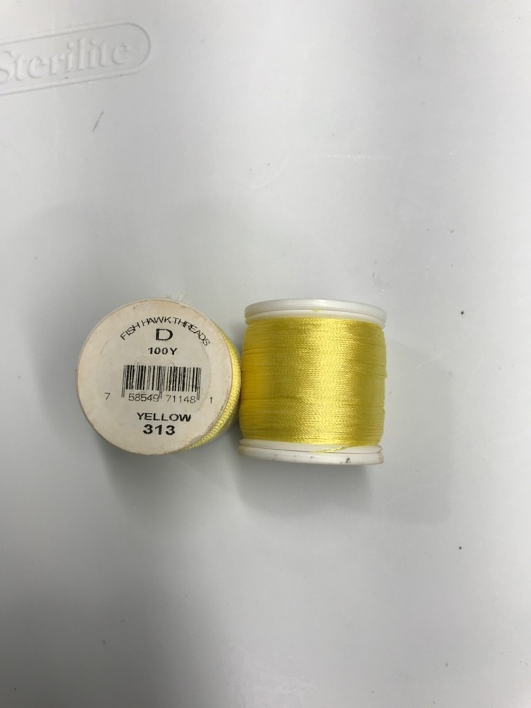 2   SPOOLS FISH HAWK  rod winding thread Yellow size D