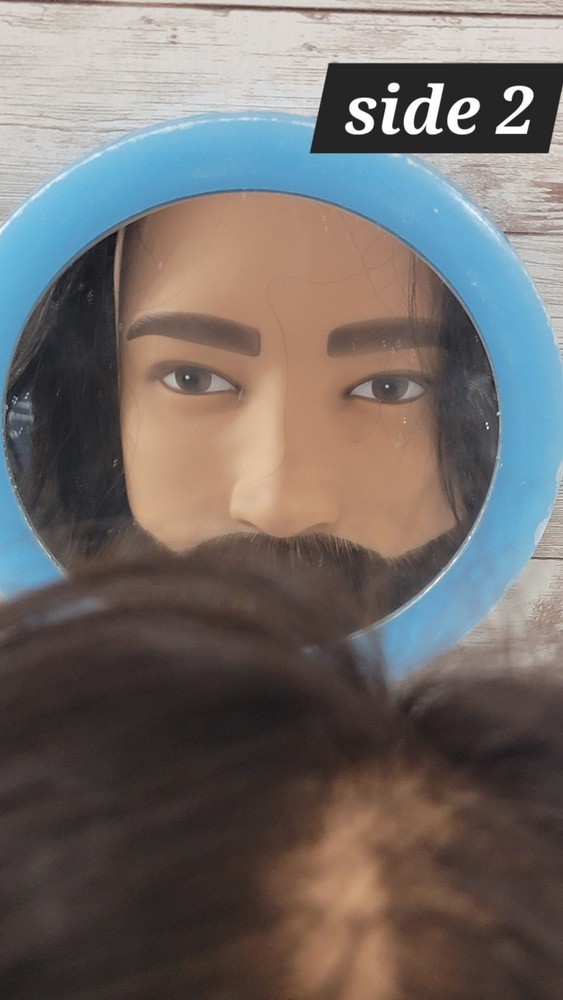 Vintage Light Blue Plastic Hand Mirror Double Sided Magnified