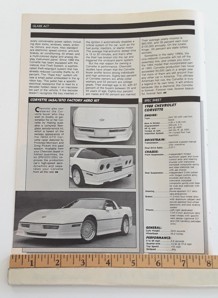 1988 CORVETTE ORIGINAL ARTICLE