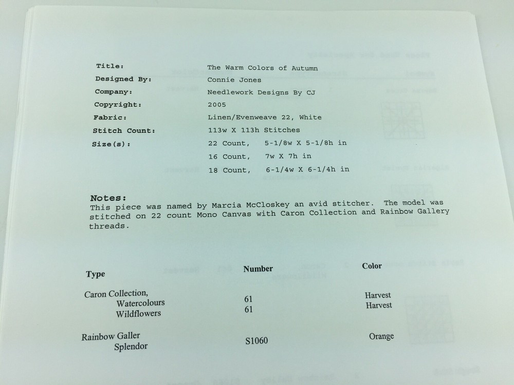 Needlework Designs By CJ Warm Colors Of Fall Needlepoint Pattern