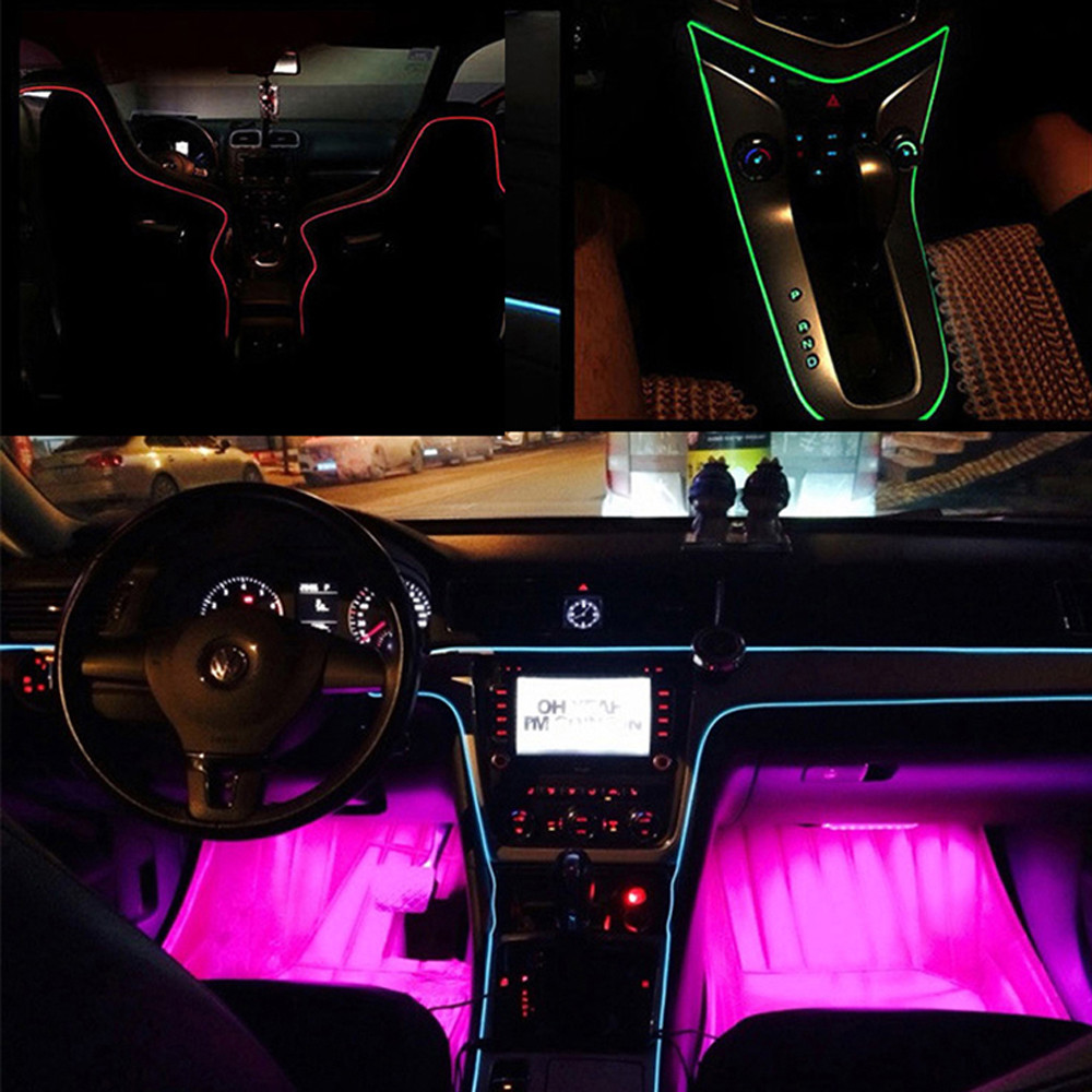 RGB Multi-Color LED Car Interior Strips Bluetooth APP Control Atmosphere Light