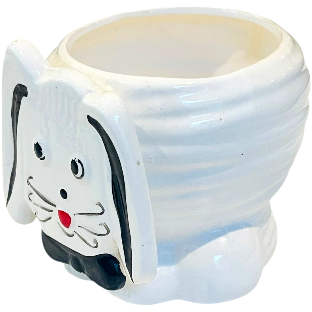 Ceramic Bunny Rabbit Planter Vintage Nursery Easter Decor - 4" x 4"