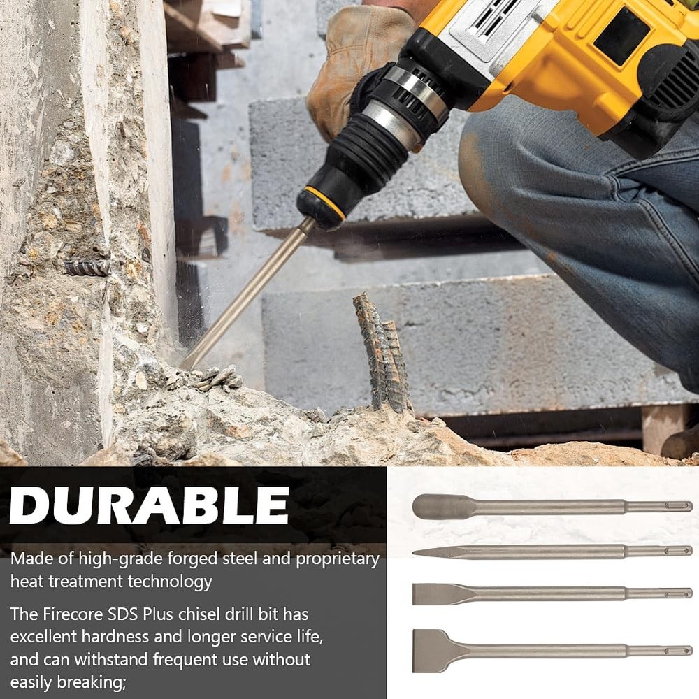 4pcs SDS Chisel Set, Tile Removal Bits, Heavy-Duty Plus Bits for...