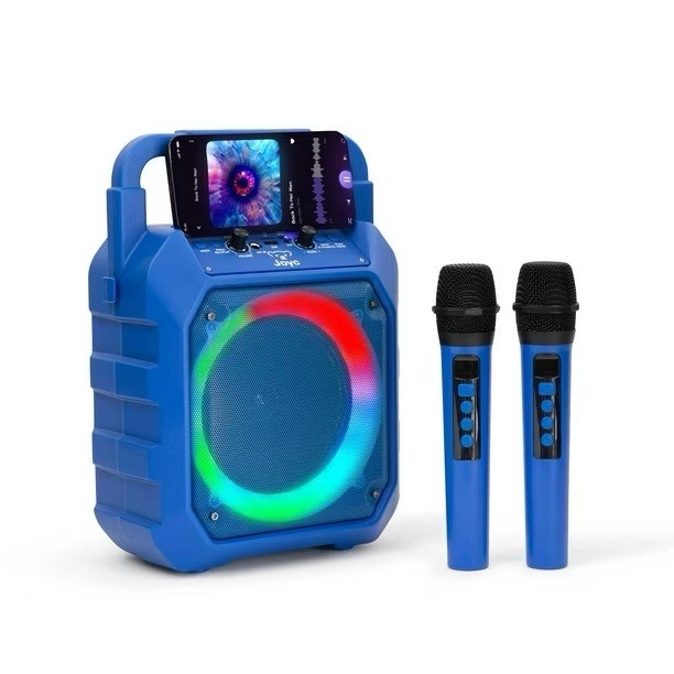 Joyc Karaoke Bluetooth Speaker with 2 Wireless Microphones and LED Ring Light