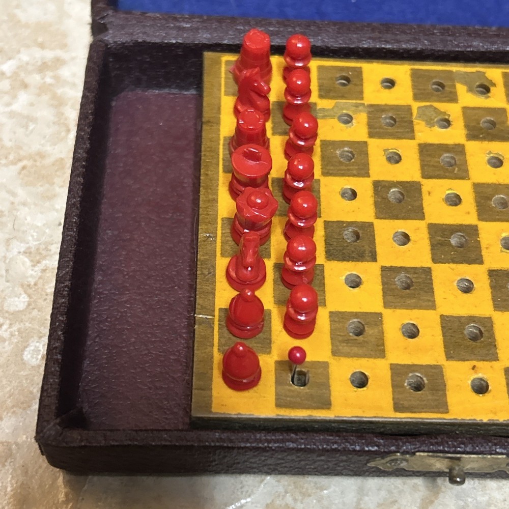 Vintage Small Travel Chess (2 Missing)