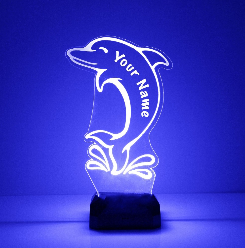 Dolphin, Personalized Night Lamp - FREE Name Engraved Gift - LED Night Light,