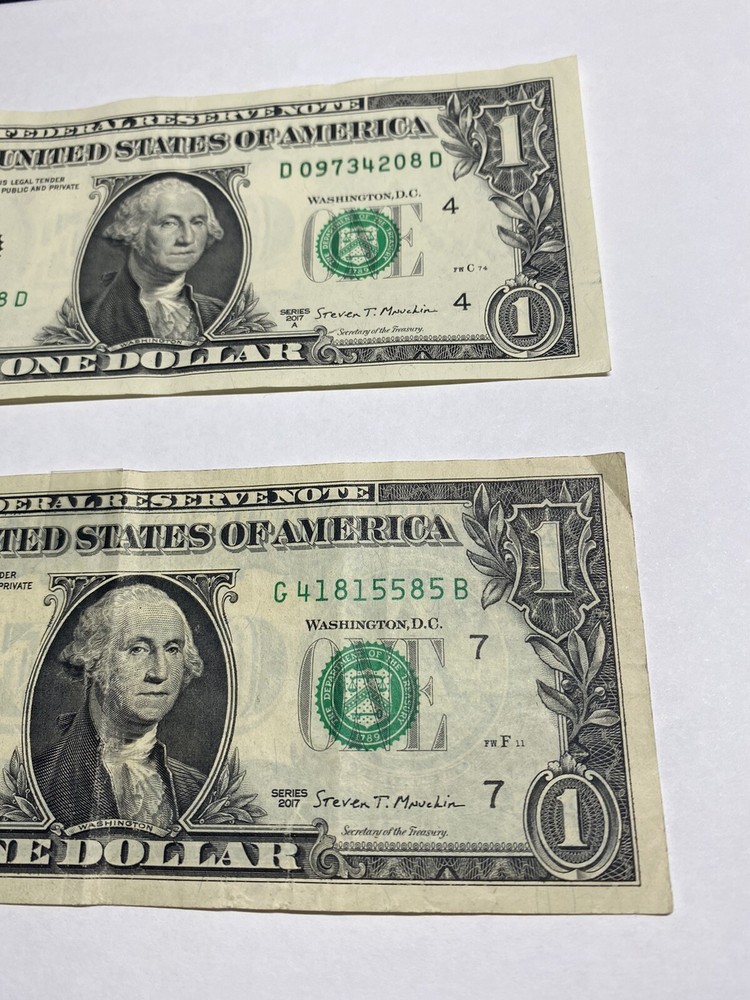 offset printing error/misprint dollar bill (see through double/both sides)