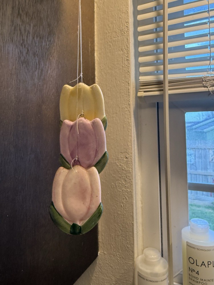 Wind chime Watering Can Tulip Ceramic. Spring Time Sweet