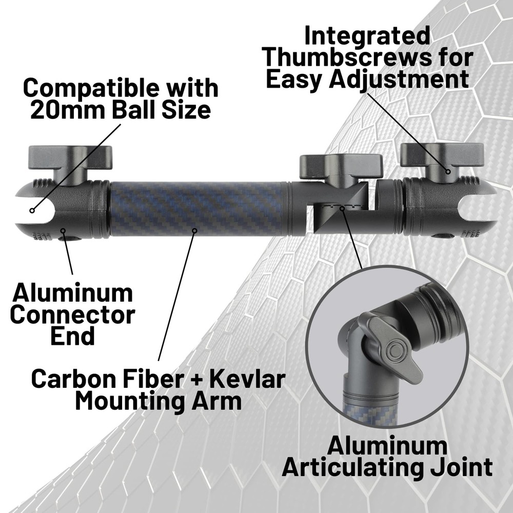 Adjustable Carbon Fiber Mounting Arm with Dual 20mm Socket Ends