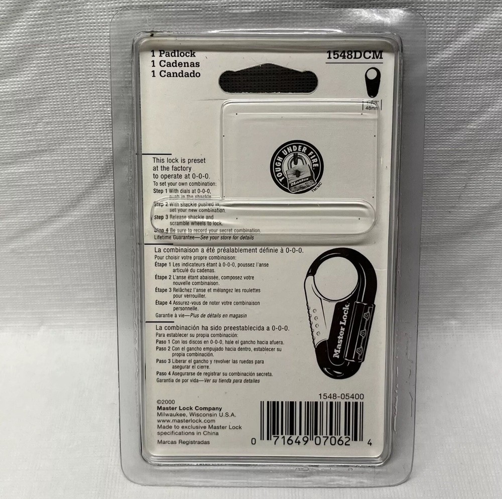 NEW MASTER LOCK COMBINATION BACKPACK LOCK, 1548DCM RED