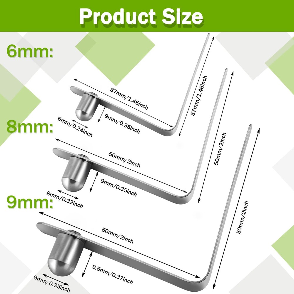 Moxweyeni 8 Pieces Push Button Spring Clips Tent Pole 8mm, Silver