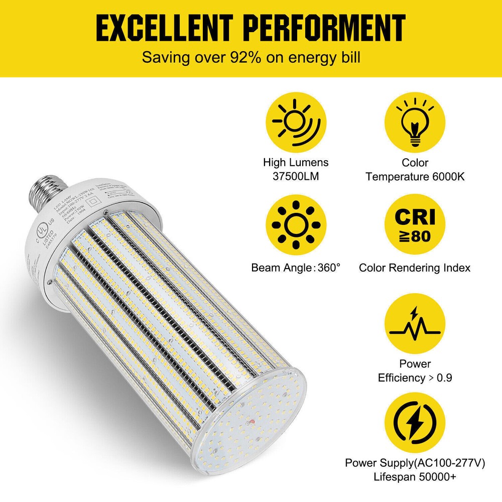 LED Corn Light Bulb 250W E39 Large Base Bulb,6000K Warehouse Industrial Lighting