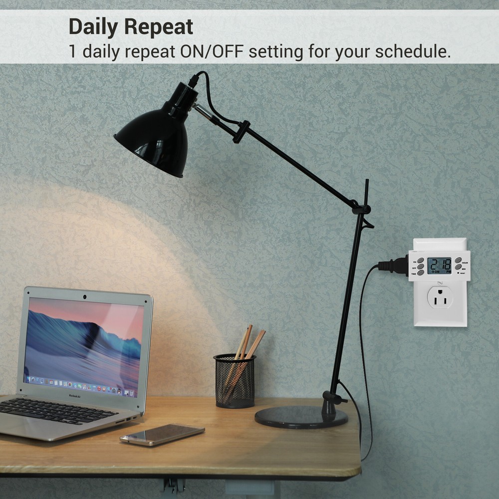 DEWENWILS 2 Pack Light Timer, Digital Programmable Plug-in Lamp Timer Switch