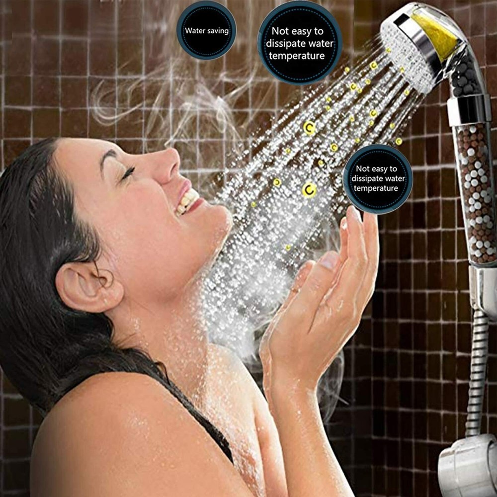 Powerful Shower Head Filter Set with 3 Replacement Balms for Hard Water Softener