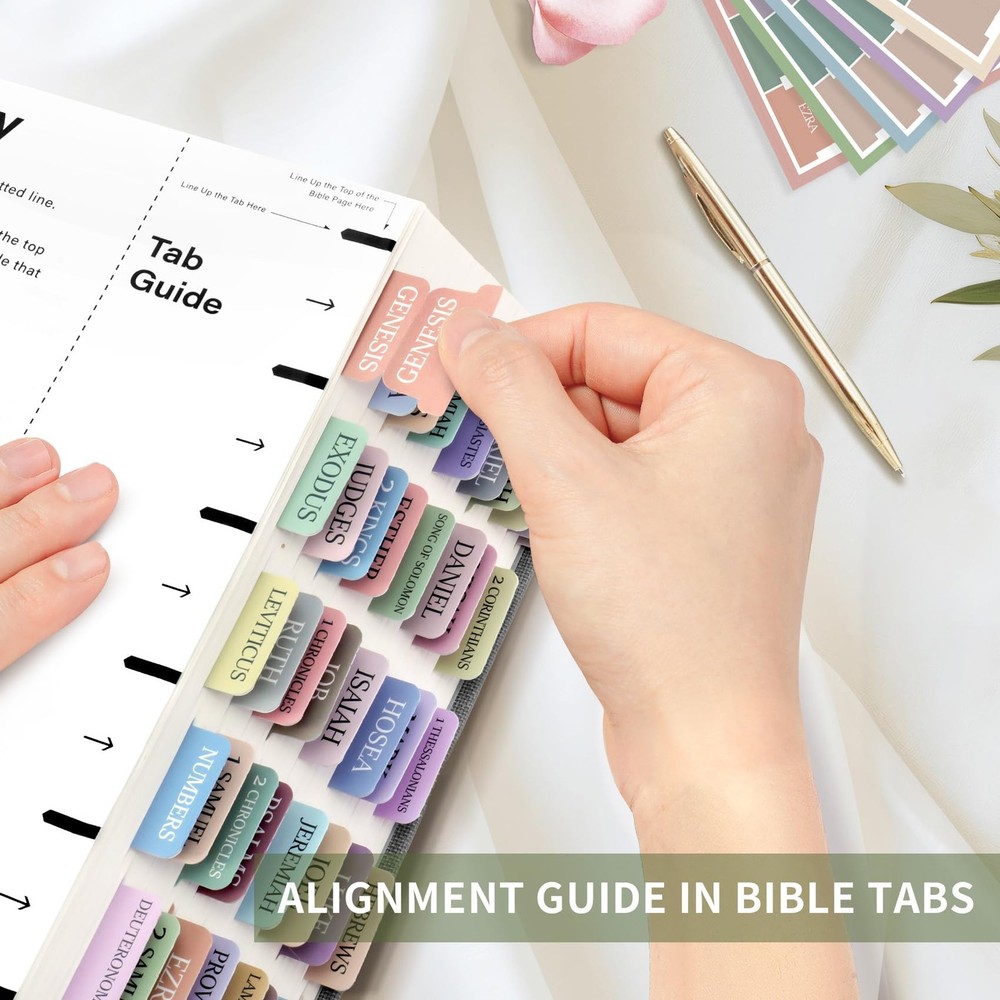 Bible Tabs for Women & Men, Laminated Study Bible, B.macaron