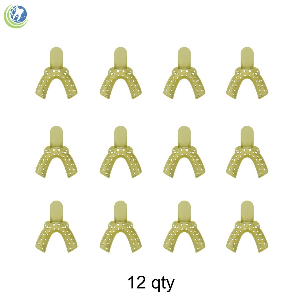 Dental Plastic Impression Trays Perforated Autoclavable Lower Medium #4 12 Pcs
