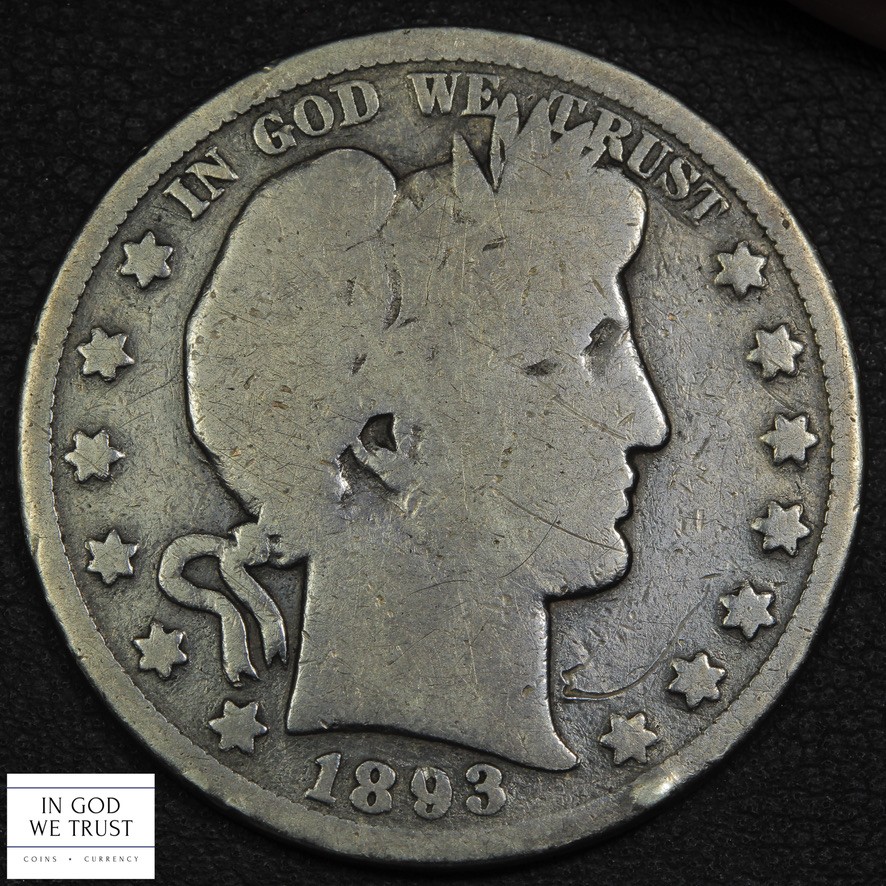 1893 S Barber Silver Half Dollar 50C