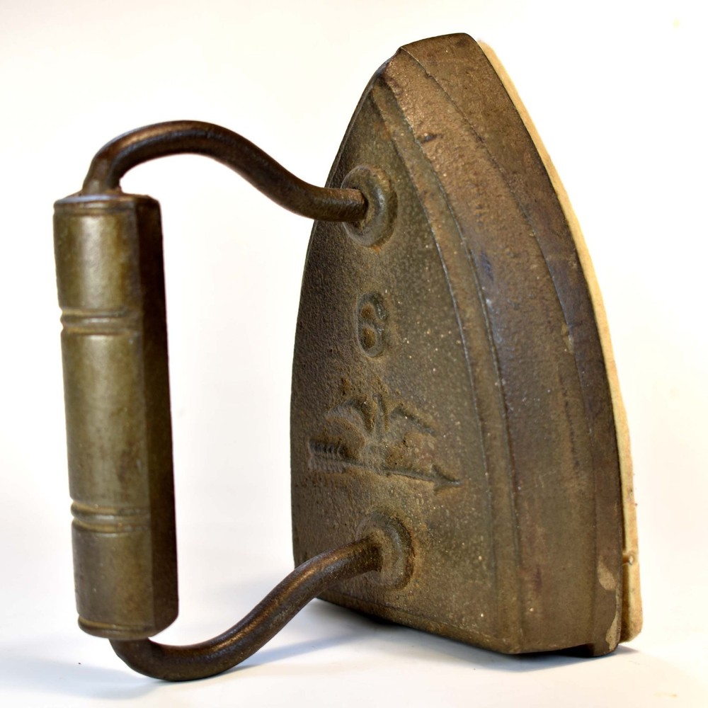 Antique Sad Iron - Wool Felt Bottom - Solid Iron Handle - 6 Eagle