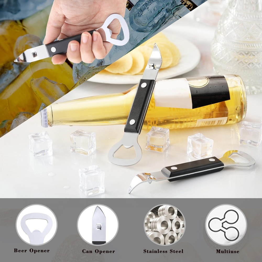 2 Pack Manual Handheld Bottle and Can Openers with Nonslip Handle for Beverages.