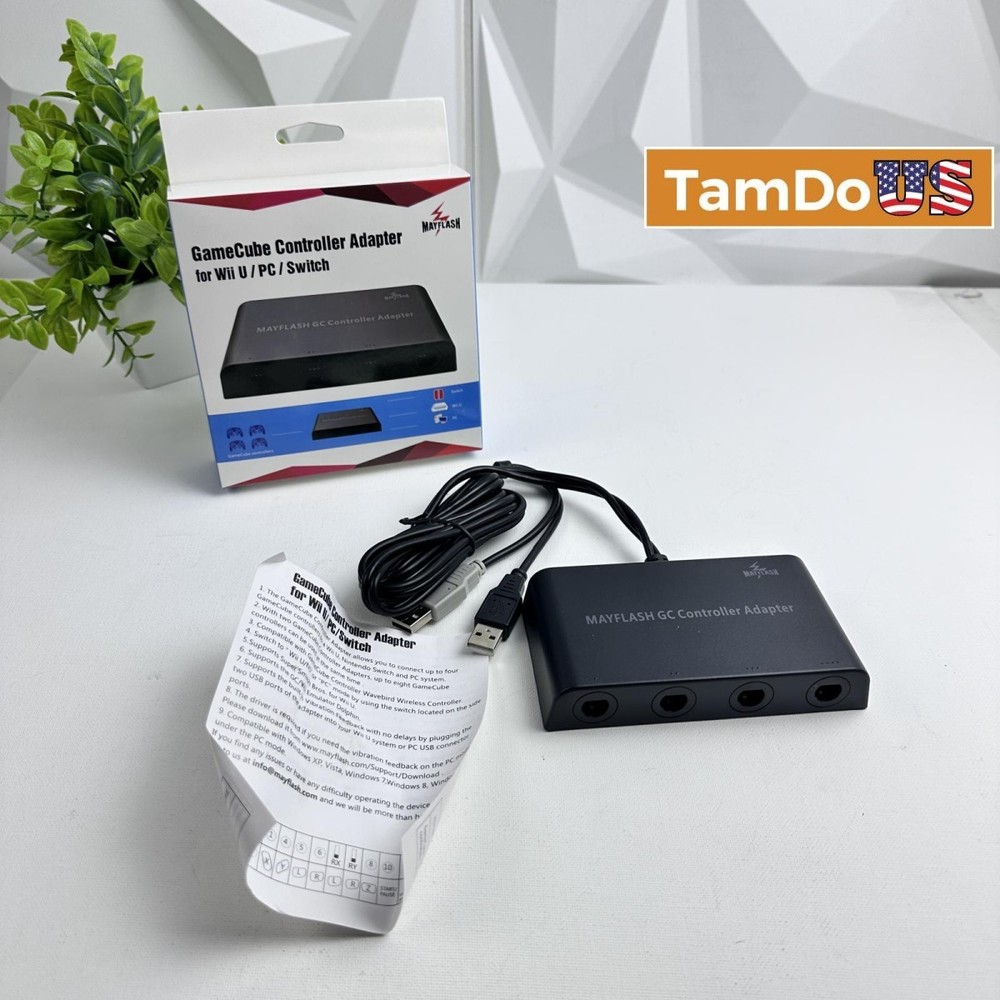 Mayflash Gamecube Controller Adapter for Wii U, Switch, PC, Plug & Play, 4 Ports