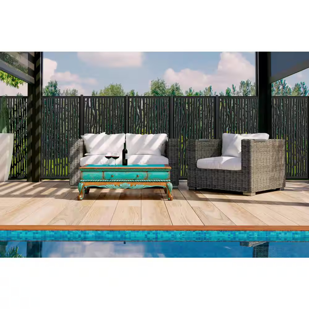 Bali 6 Ft. X 3 Ft. Charcoal Recycled Polymer Decorative Screen Panel, Wall Decor